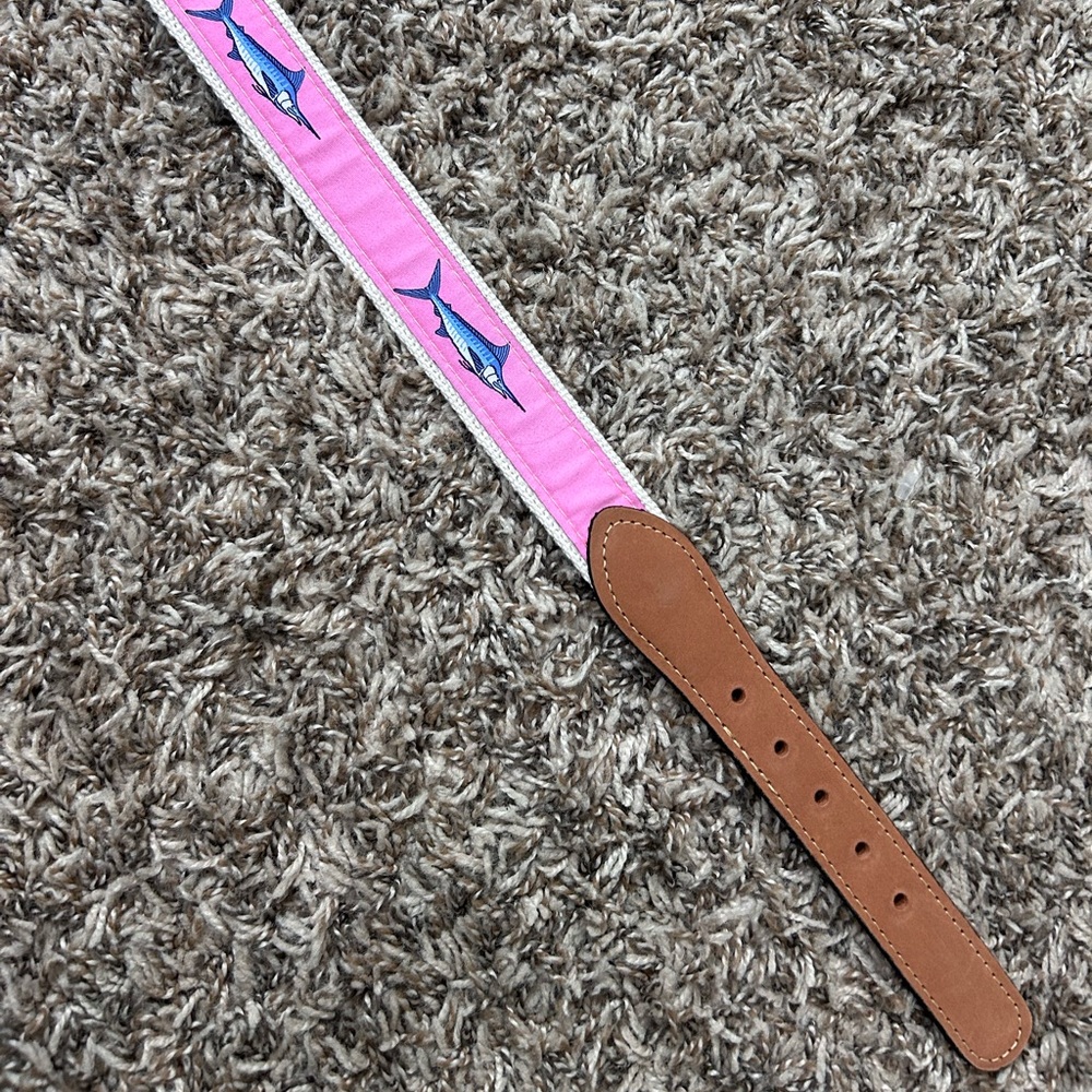 ZEP-PRO Leather Canvas Woven Ribbon Fishing Belt Marlin Pink - Picture 7 of 7